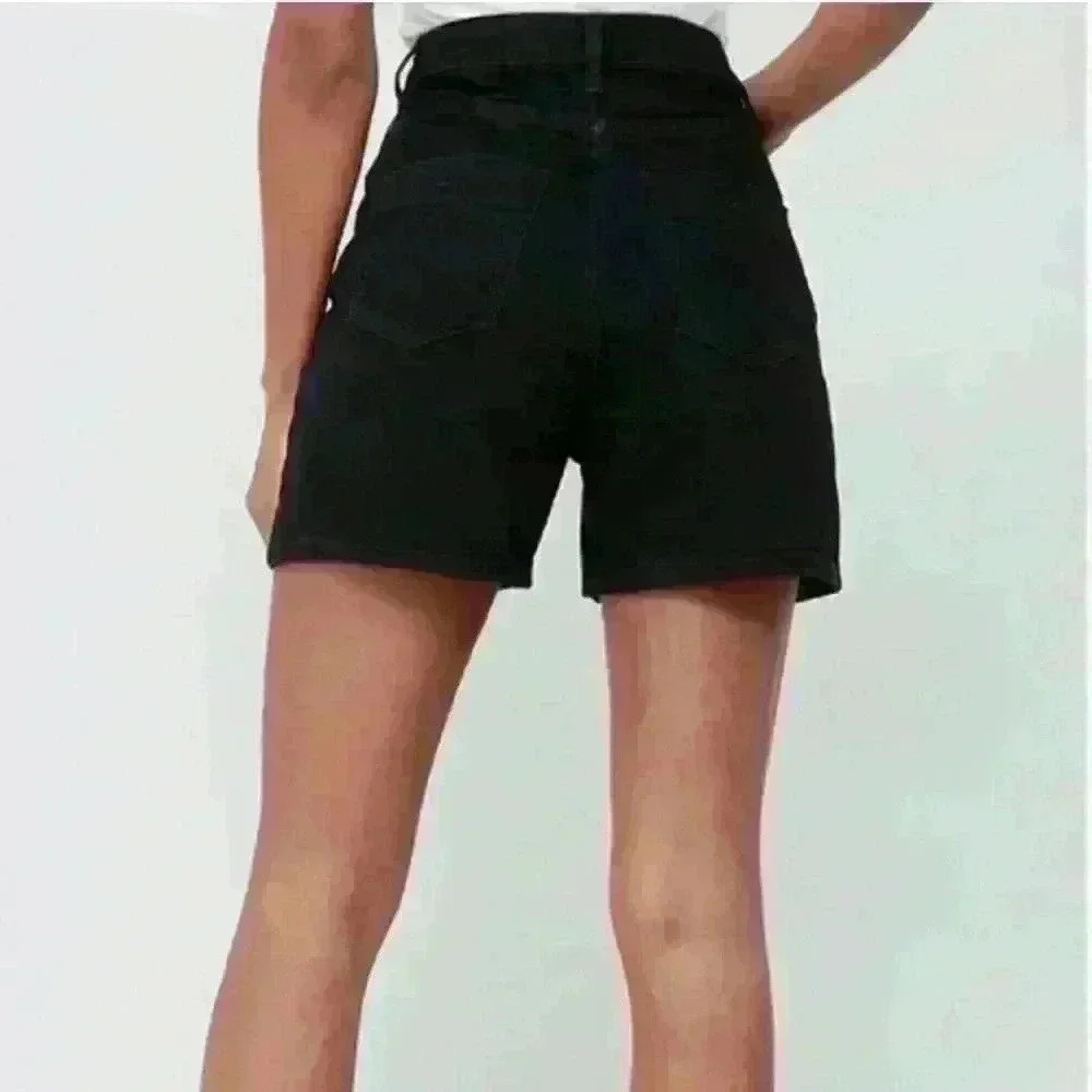 Ardene Mom Black High Rise Cotton  Denim Shorts size 5 (27) - Picture 2 of 8